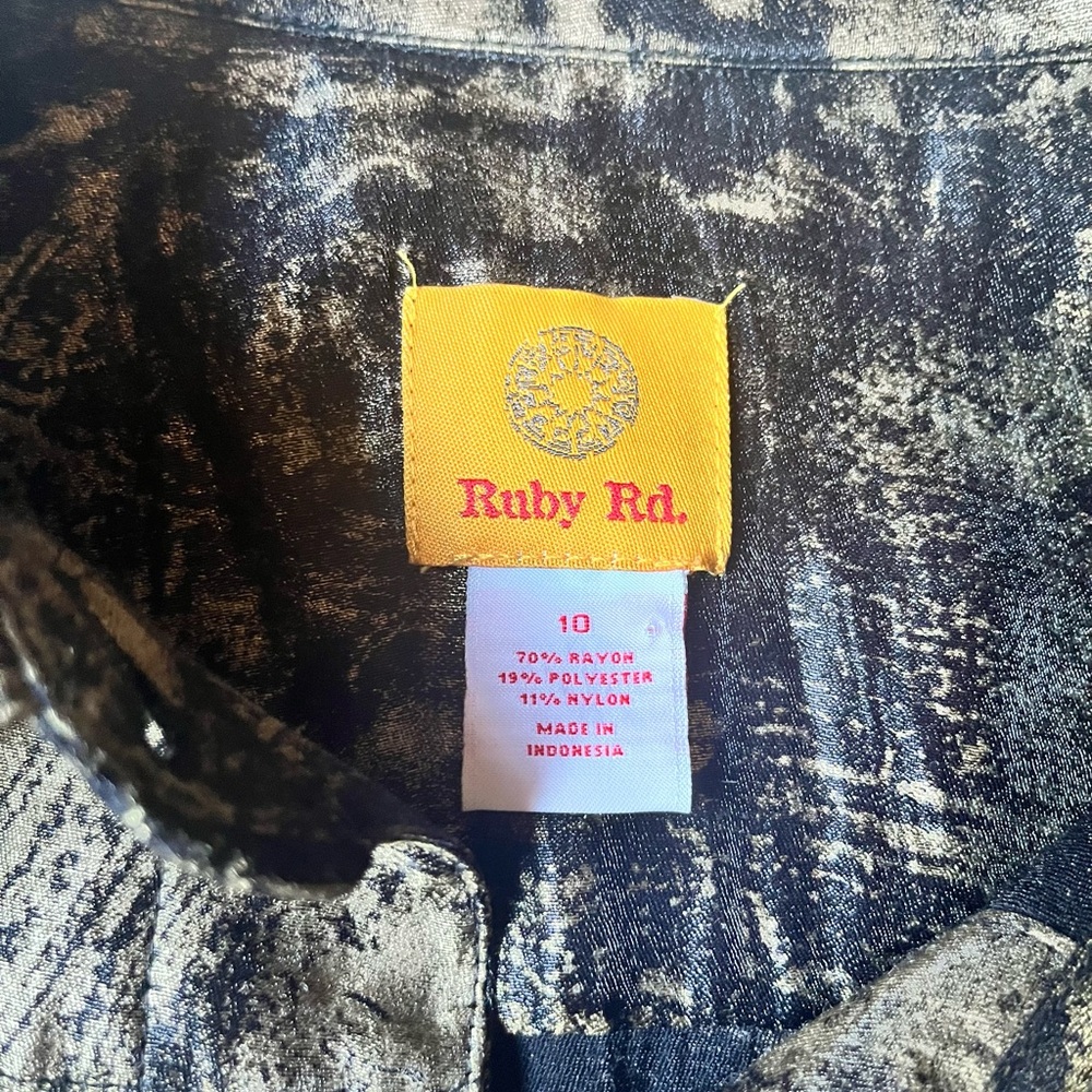 Ruby Rd Gold and Black Button Up Jacket - Picture 2 of 3